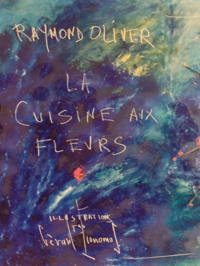 Gerard Economos Painting on Canvas La Cuisine Aux Fleurs by Gerard Economos