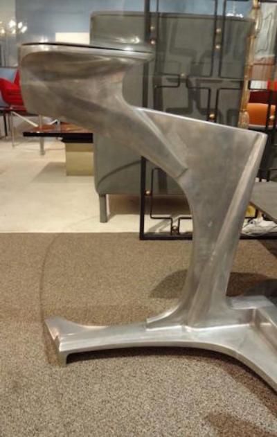 Gerard Mannoni Exceptional Dining Table in Cast Aluminum and Glass by Gerard Mannoni Circa 1970