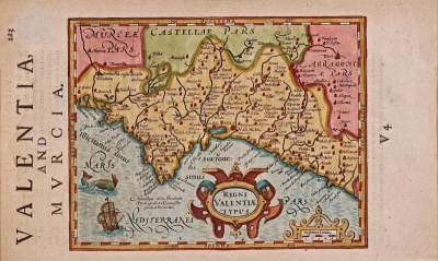 Gerard Mercator Valencia and Murcia Spain A 17th Century Hand Colored Map by Mercator Hondius