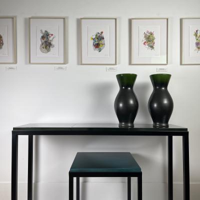 Gerard Simo n BRONZE GREEN GLAZED LAVA STONE CONSOLE