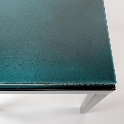 Gerard Simo n TURQUOISE GLAZED LAVA STONE SIDE TABLE