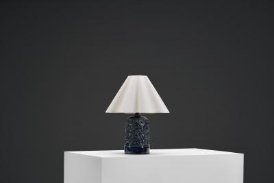 Gerd Hjort Petersen Blue Glaze Ceramic Table Lamp by Gerd Hjort Petersen Denmark ca 1950s