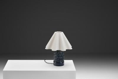 Gerd Hjort Petersen Blue Glaze Ceramic Table Lamp by Gerd Hjort Petersen Denmark ca 1950s