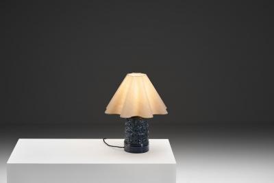 Gerd Hjort Petersen Blue Glaze Ceramic Table Lamp by Gerd Hjort Petersen Denmark ca 1950s
