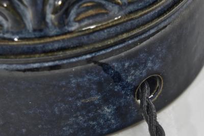 Gerd Hjort Petersen Blue Glaze Ceramic Table Lamp by Gerd Hjort Petersen Denmark ca 1950s