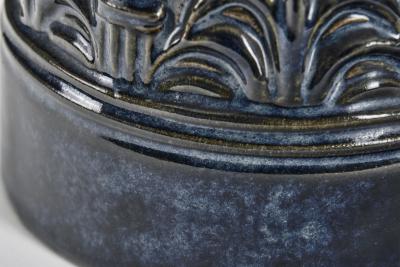 Gerd Hjort Petersen Blue Glaze Ceramic Table Lamp by Gerd Hjort Petersen Denmark ca 1950s