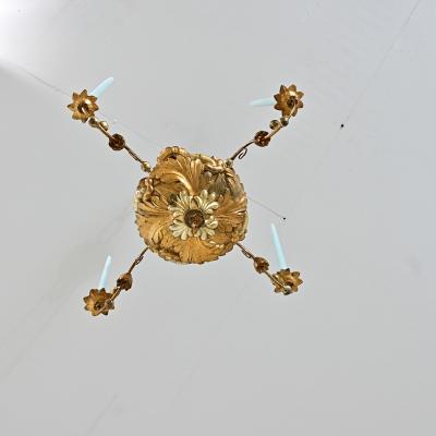 German 19th Century Giltwood Candle Chandelier