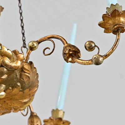 German 19th Century Giltwood Candle Chandelier