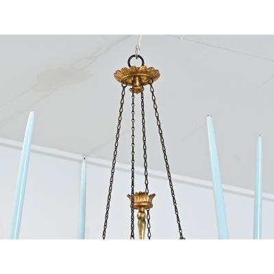 German 19th Century Giltwood Candle Chandelier