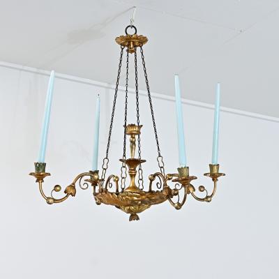 German 19th Century Giltwood Candle Chandelier