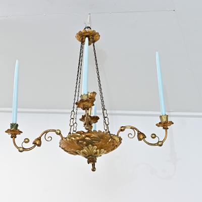 German 19th Century Giltwood Candle Chandelier
