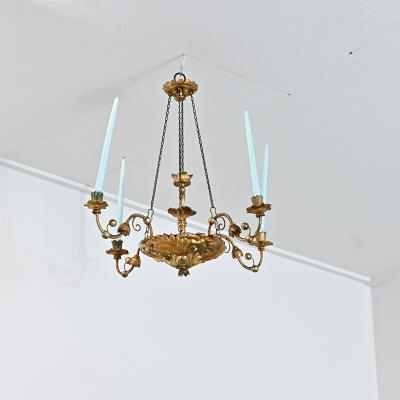 German 19th Century Giltwood Candle Chandelier
