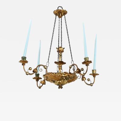 German 19th Century Giltwood Candle Chandelier