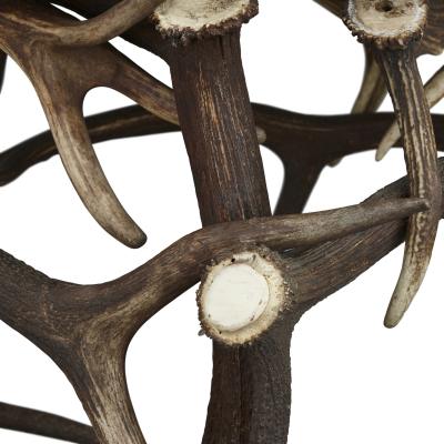 German Antler Circular Coffee Table with Green Felt Top