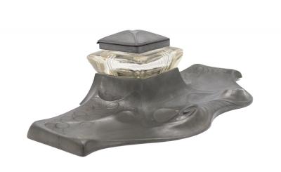 German Art Nouveau Pewter Inkwell