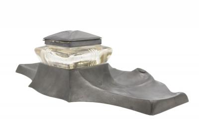 German Art Nouveau Pewter Inkwell