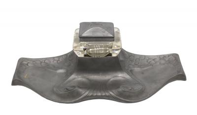 German Art Nouveau Pewter Inkwell