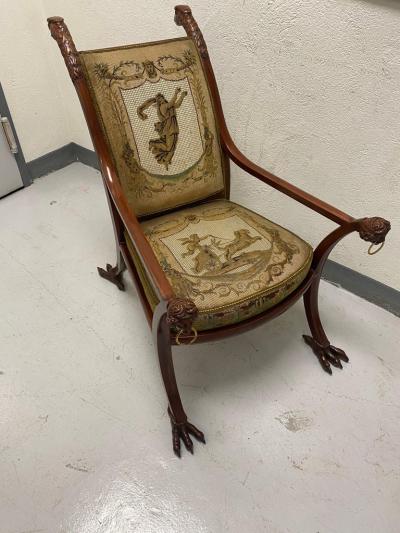 German Austrian Neoclassical Eagle Form Armchair