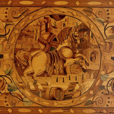 German Baroque centre table with marquetry inlays