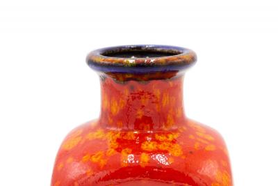 German Bay Keramic Orange Ceramic Vase with Blue Design