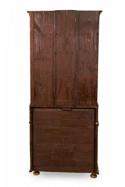 German Biedermeier Olivewood Inlaid and Parcel Gilt Secretary Bookcase