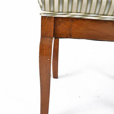 German Biedermeier Upholstered Birch Stool