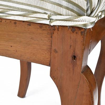 German Biedermeier Upholstered Birch Stool