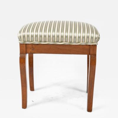 German Biedermeier Upholstered Birch Stool