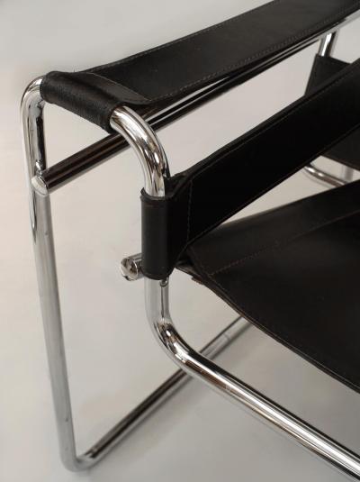 German Chrome and Leather Arm Chairs