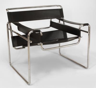 German Chrome and Leather Arm Chairs