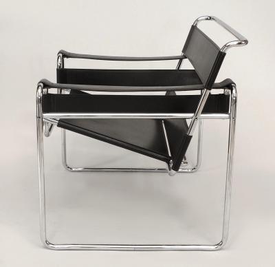 German Chrome and Leather Arm Chairs