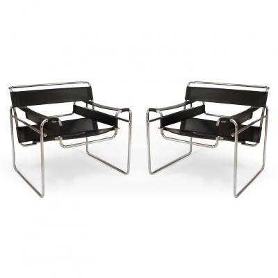 German Chrome and Leather Arm Chairs