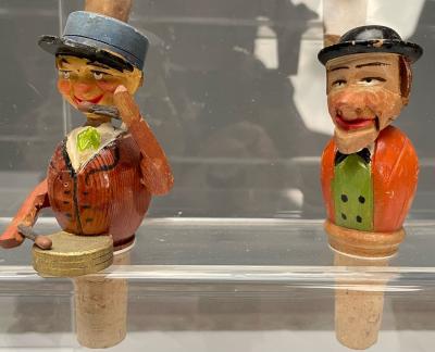 German Cork Wine Stoppers Hand Carved Painted Wood 19th 20th Century