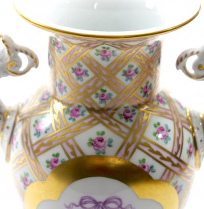 German Dresden Porcelain Painted Gilt Decorated Urn Shape Decorative Vase