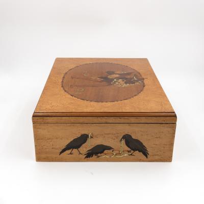 German Marquetry Box with Grimm s Fairy Tale Scene Late 19th Century
