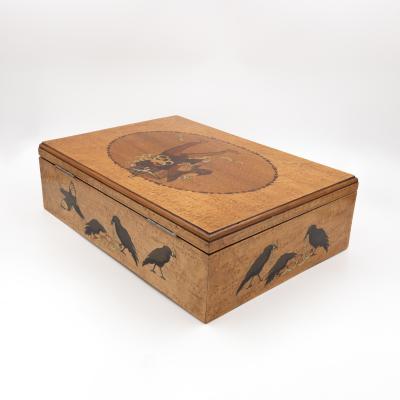 German Marquetry Box with Grimm s Fairy Tale Scene Late 19th Century