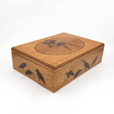 German Marquetry Box with Grimm s Fairy Tale Scene Late 19th Century