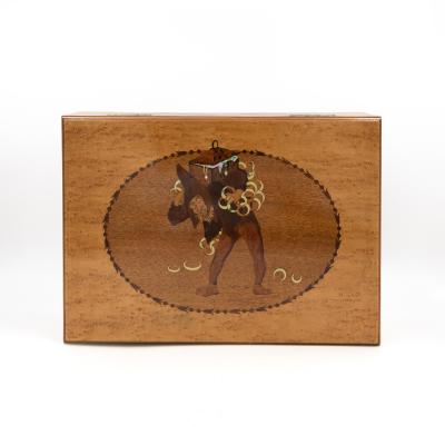 German Marquetry Box with Grimm s Fairy Tale Scene Late 19th Century