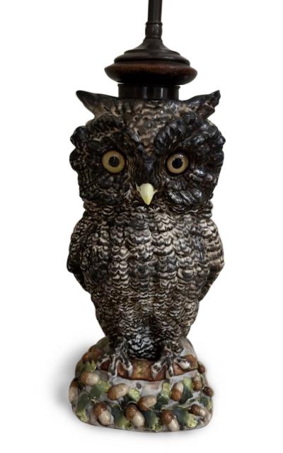 German Meissen Porcelain Owl mounted as a table lamp
