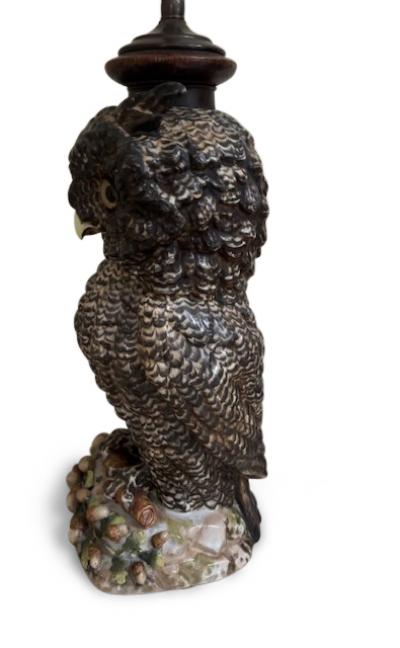 German Meissen Porcelain Owl mounted as a table lamp