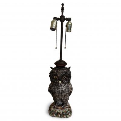 German Meissen Porcelain Owl mounted as a table lamp