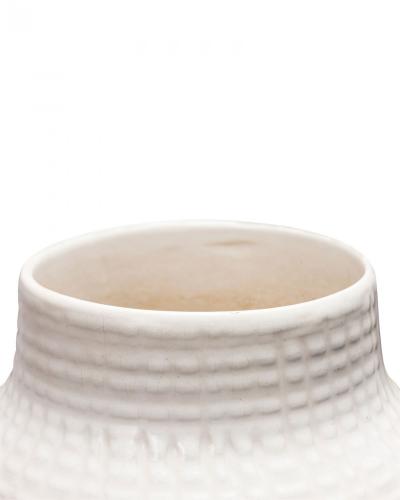 German Mid Century Raised Grid Textured White Porcelain Vase