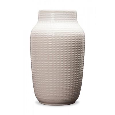 German Mid Century Raised Grid Textured White Porcelain Vase