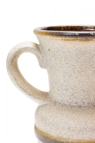 German Mid Century Textured Beige Brown and Red Glazed Ceramic Pitcher