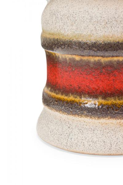 German Mid Century Textured Beige Brown and Red Glazed Ceramic Pitcher