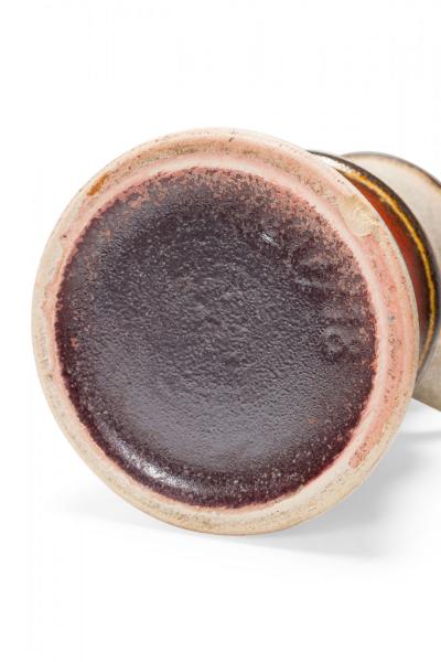 German Mid Century Textured Beige Brown and Red Glazed Ceramic Pitcher