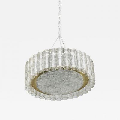 German Modern Hand Blown Glass and Brass Doria Flush Mount