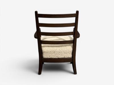 German Modern Lounge Chairs Oak Beige Shearling Germany 1940s