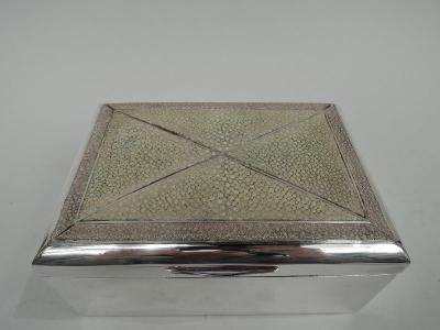 German Modern Silver and Shagreen Silver Box