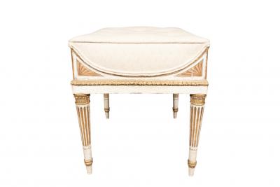 German Neoclassical Creme Painted and Giltwood Bench from Schloss Seelowitz